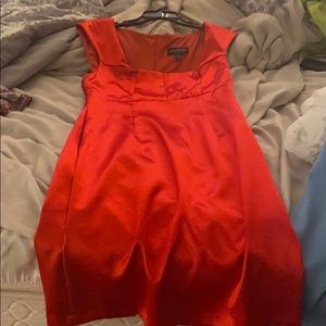 Silky hot red dress with cap sleeves